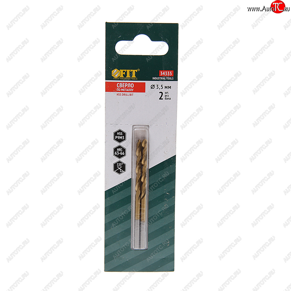 169 р. Сверло по металлу 3.5х70мм HSS (2шт.) Titanium FIT FIT 34335  с доставкой в г. Керчь