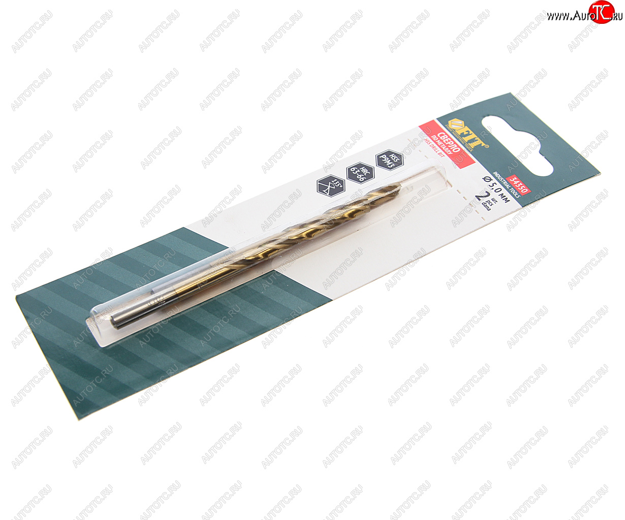 258 р. Сверло по металлу 5.0х86мм HSS Titanium (2шт.) FIT FIT 34350  с доставкой в г. Керчь