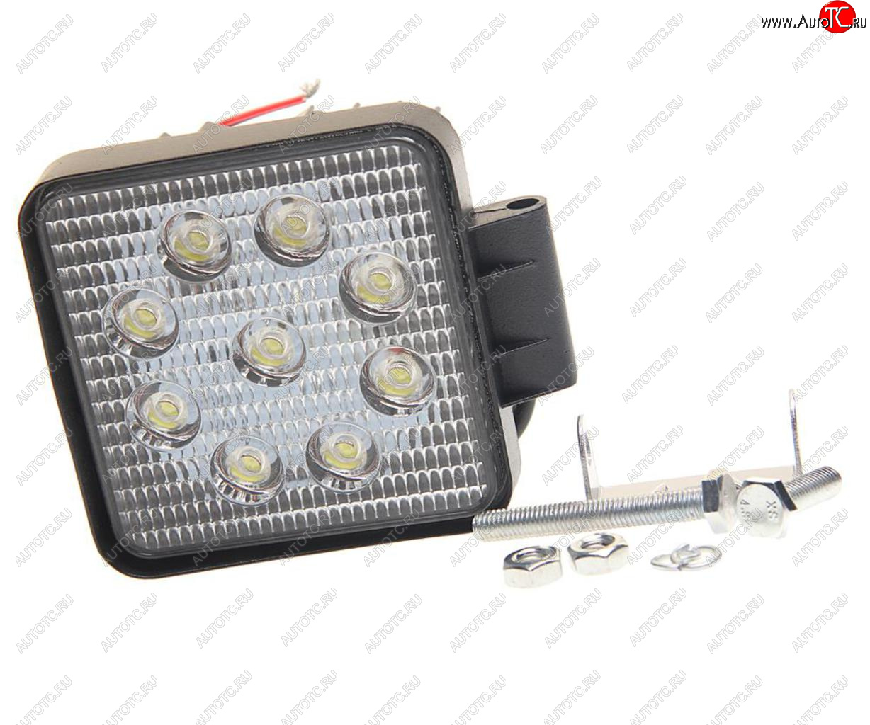 1 249 р. Фара рабочего света квадратная 110х110мм 27Вт (9 LED) рассеянный свет (Flood) 12-24V MEGAPOWER MEGAPOWER 370-30-003  с доставкой в г. Керчь