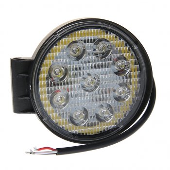 1 059 р. Фара рабочего света круглая 115х115x55мм 27Вт (9 LED) расс. свет (Flood) 12-24V ход. огни MEGAPOWER MEGAPOWER 370-30-008  с доставкой в г. Керчь. Увеличить фотографию 1