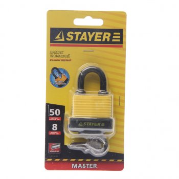499 р. Замок навесной 50мм всепогодный STAYER STAYER 37140-40  с доставкой в г. Керчь. Увеличить фотографию 1