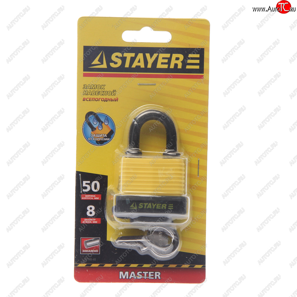 499 р. Замок навесной 50мм всепогодный STAYER STAYER 37140-40  с доставкой в г. Керчь