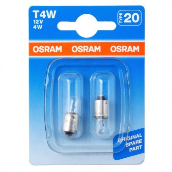 174 р. Лампа 12V T4W BA9s блистер (2шт.) OSRAM OSRAM 3893-02b  с доставкой в г. Керчь. Увеличить фотографию 1