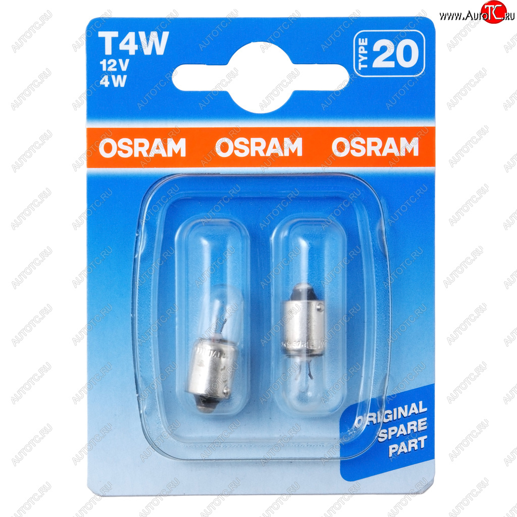 174 р. Лампа 12V T4W BA9s блистер (2шт.) OSRAM OSRAM 3893-02b  с доставкой в г. Керчь