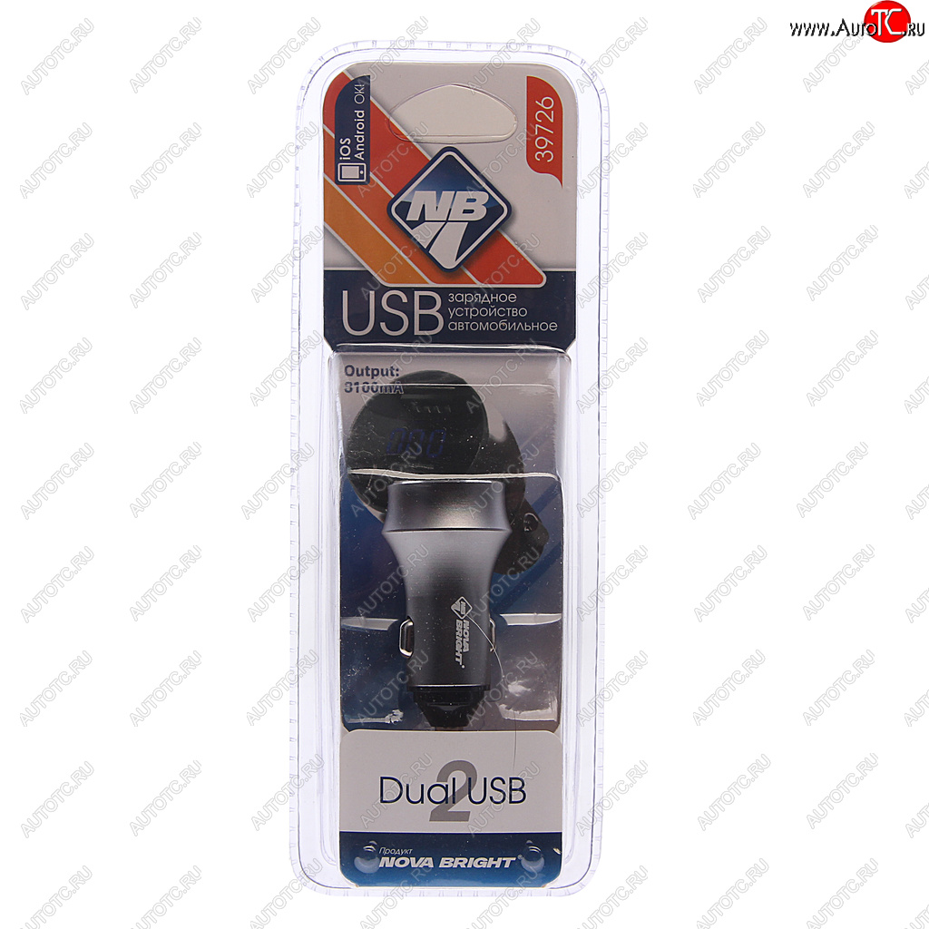 399 р. Устройство зарядное в прикуриватель 2USB 12-24V с вольтметром NOVA BRIGHT NOVA BRIGHT 39726  с доставкой в г. Керчь