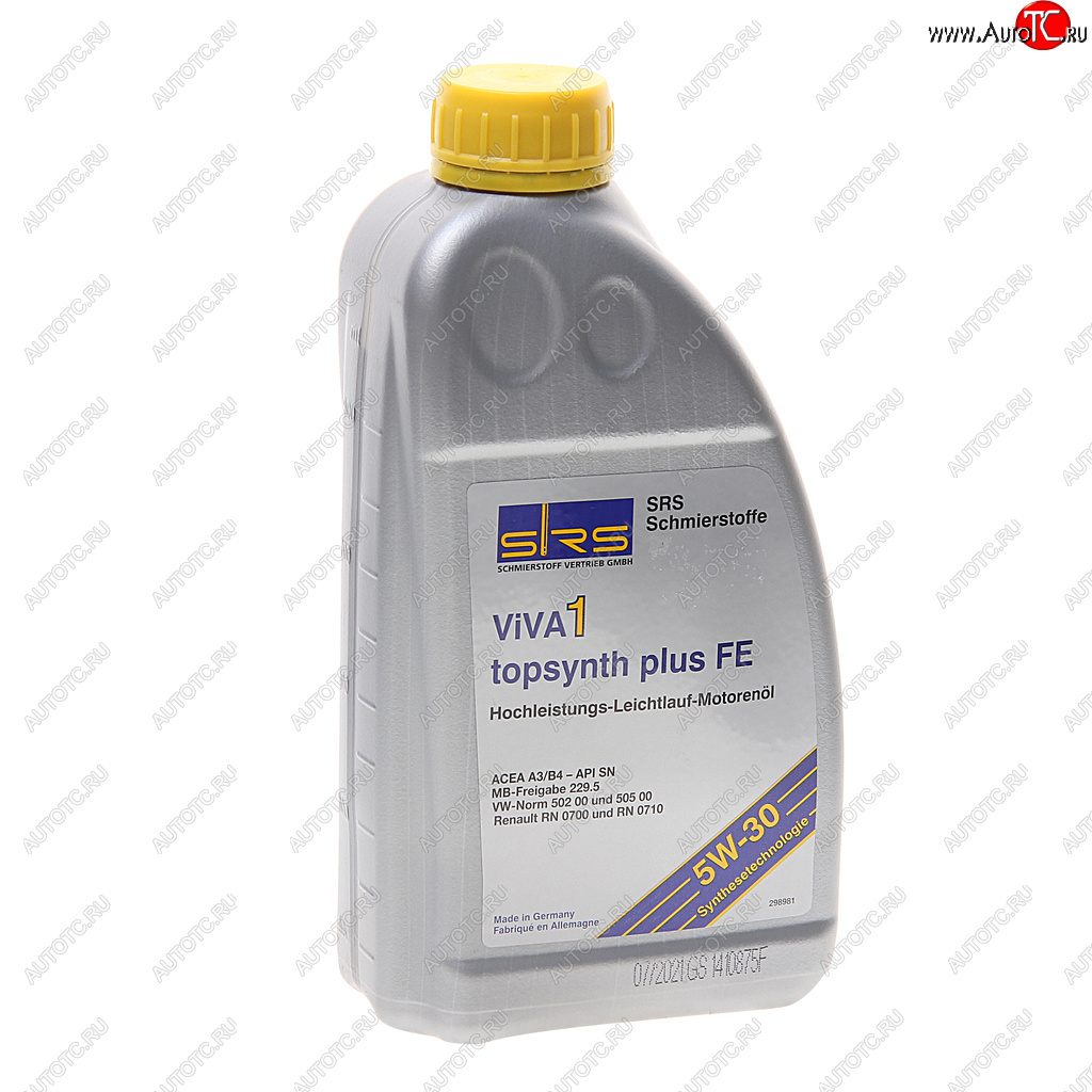 1 499 р. Масло моторное VIVA 1 TOPSYNTH Plus FE 5W30 синт.1л SRS SRS 4033885001868  с доставкой в г. Керчь