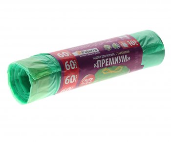 129 р. Мешок для мусора 60л 25мкм 10шт. с завязками PREMIUM PATERRA PATERRA 41040404012404013  с доставкой в г. Керчь. Увеличить фотографию 1