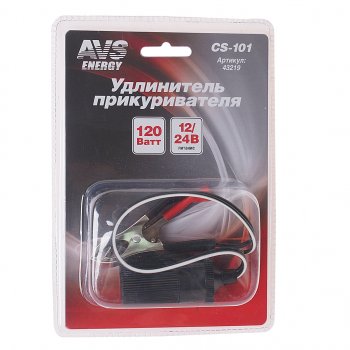 239 р. Удлинитель прикуривателя 12-24V клеммы-гнездо 0.3м. AVS AVS 43219  с доставкой в г. Керчь. Увеличить фотографию 1