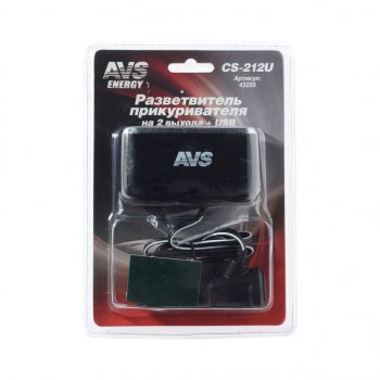 669 р. Разветвитель прикуривателя 2-х гнездовой 12-24V 1USB AVS AVS 43255  с доставкой в г. Керчь. Увеличить фотографию 1