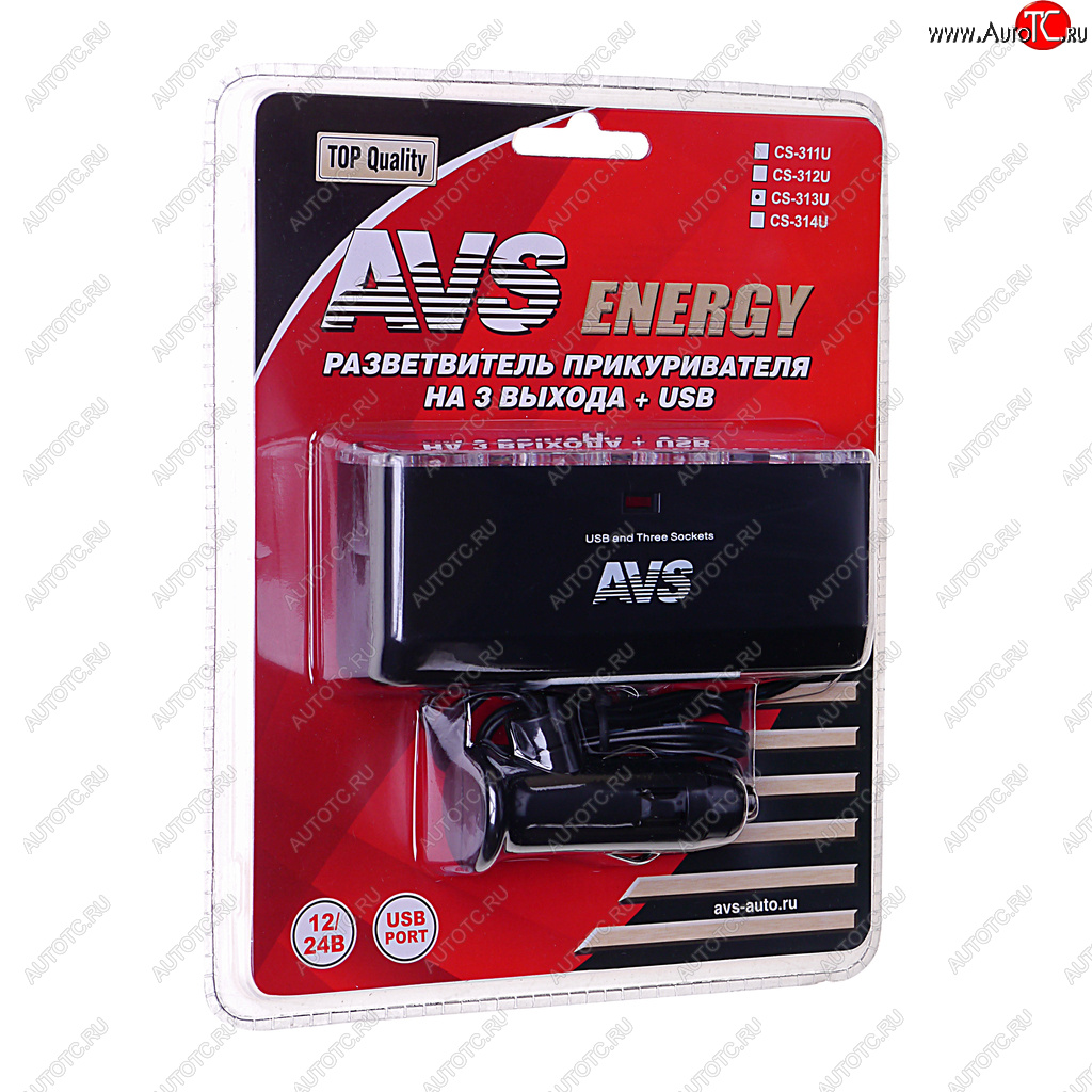 559 р. Разветвитель прикуривателя 3-х гнездовой 12-24V 1USB AVS AVS 43266  с доставкой в г. Керчь