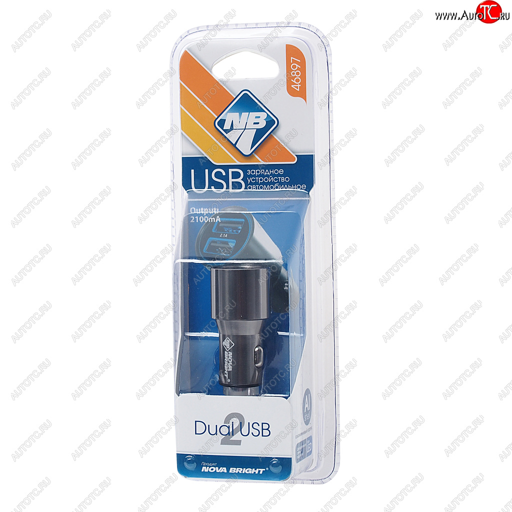 339 р. Устройство зарядное в прикуриватель 2USB 12V 2.1А NOVA BRIGHT NOVA BRIGHT 46897  с доставкой в г. Керчь