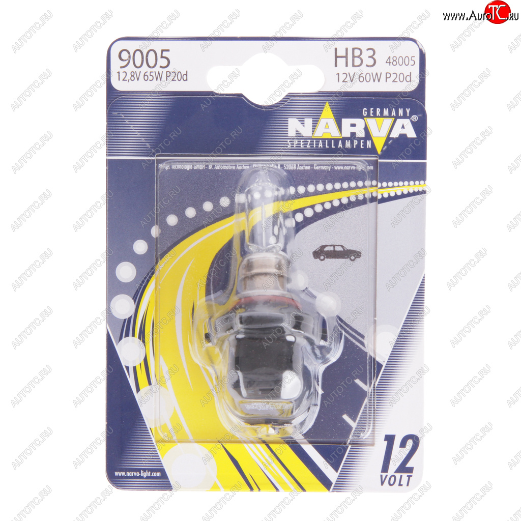 419 р. Лампа 12V HB3 65W P20d блистер (1шт.) Standard NARVA NARVA 480054000  с доставкой в г. Керчь