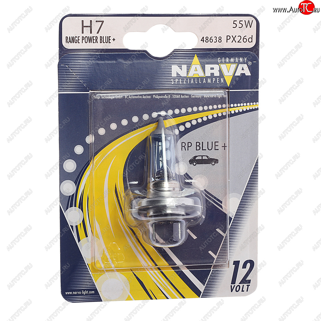 1 029 р. Лампа 12V H7 55W PX26d +50% блистер (1шт.) Range Power Blue+ NARVA NARVA 486384000  с доставкой в г. Керчь