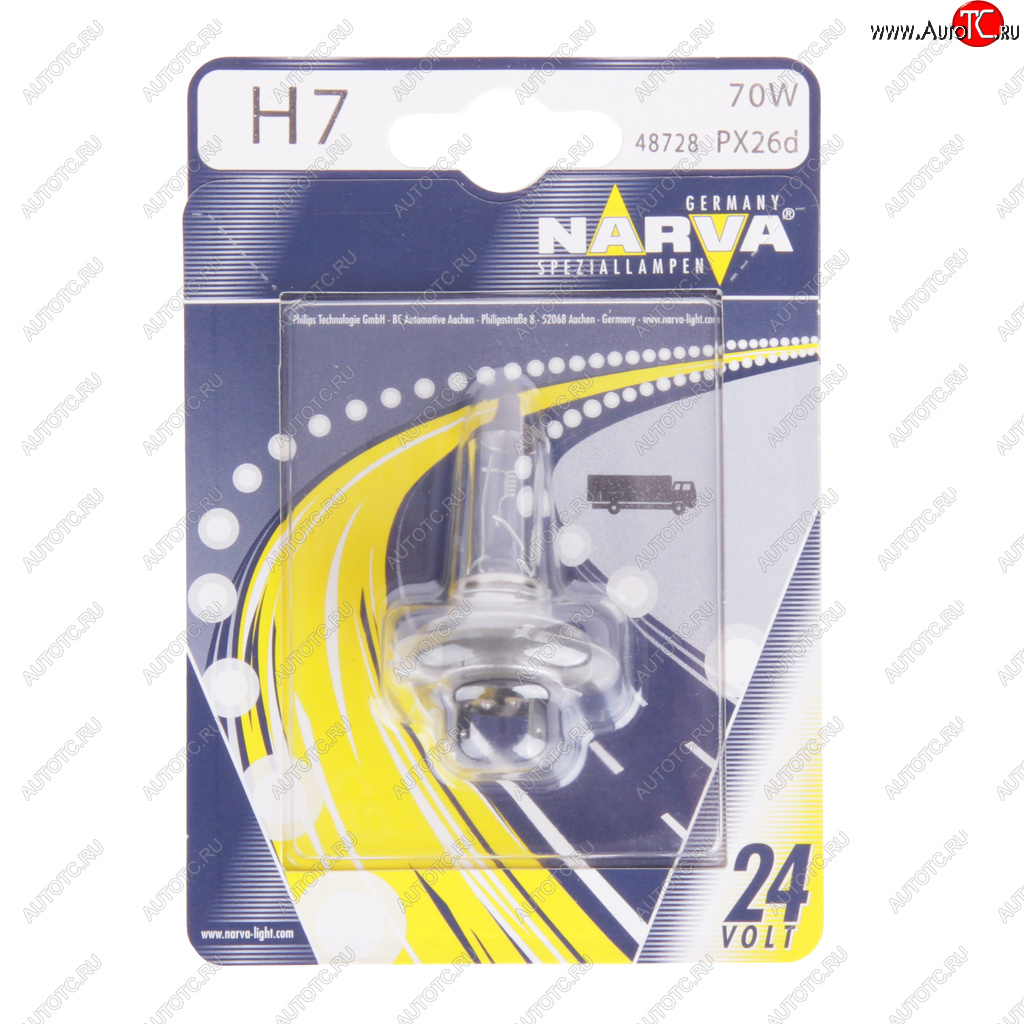 729 р. Лампа 24V H7 70W PX26d блистер (1шт.) Standard NARVA NARVA 487284000  с доставкой в г. Керчь