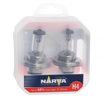 679 р. Лампа 12V H4 6055W P43t-38 +50% бокс (2шт.) Range Power 50+ NARVA NARVA 488612100  с доставкой в г. Керчь. Увеличить фотографию 1
