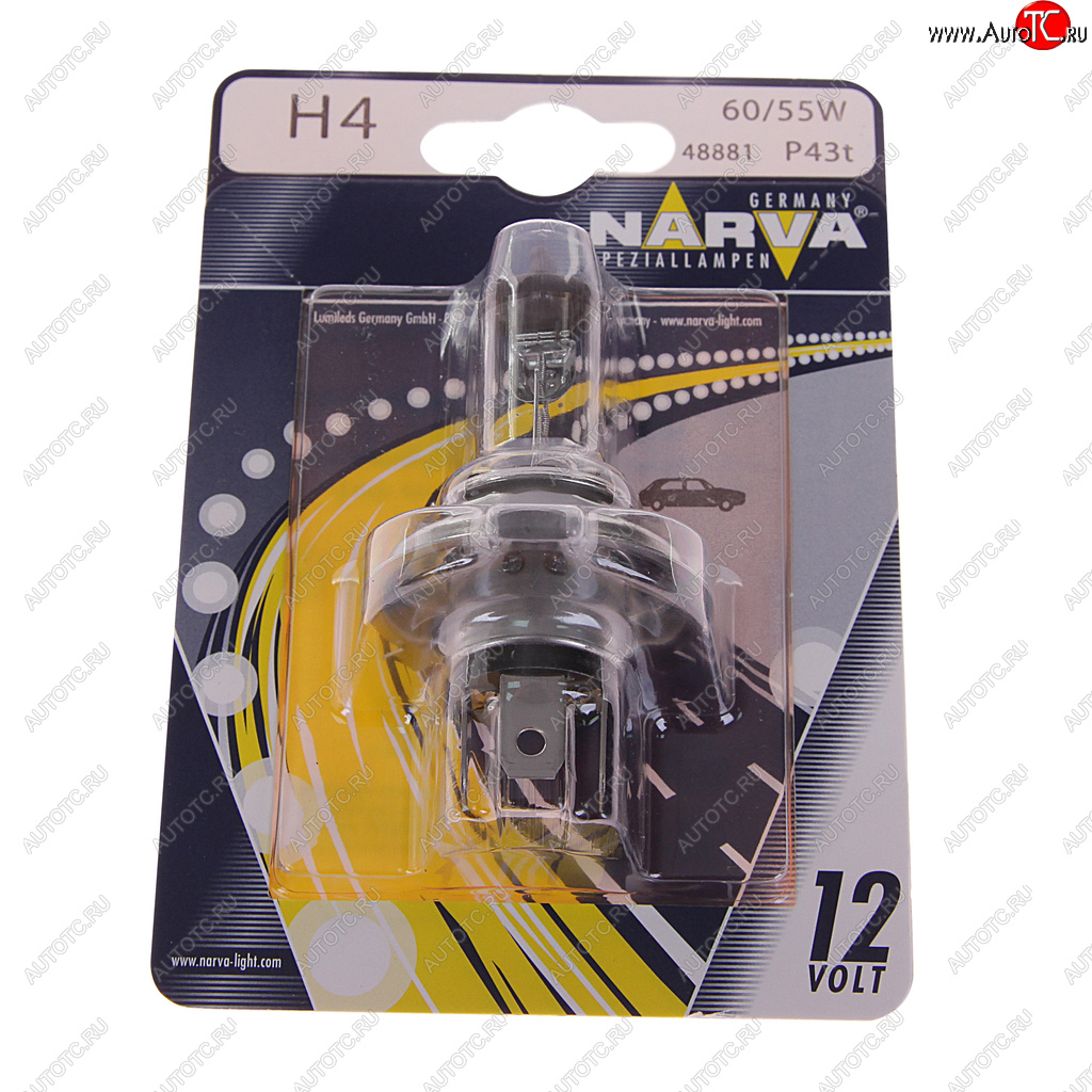 251 р. Лампа 12V H4 6055W P43t-38 блистер (1шт.) Standard NARVA NARVA 488814000  с доставкой в г. Керчь