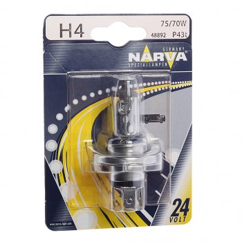 419 р. Лампа 24V H4 7570W P43t-38 блистер (1шт.) Standard NARVA NARVA 488924000  с доставкой в г. Керчь. Увеличить фотографию 1