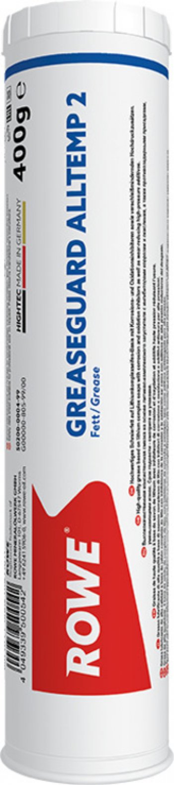 969 р. Смазка литиевая высокотемпературная HIGHTEC GREASEGUARD ALLTEMP 2 NLGI 2 400г картридж (синяя) ROWE ROWE 50200-0004-99  с доставкой в г. Керчь. Увеличить фотографию 2