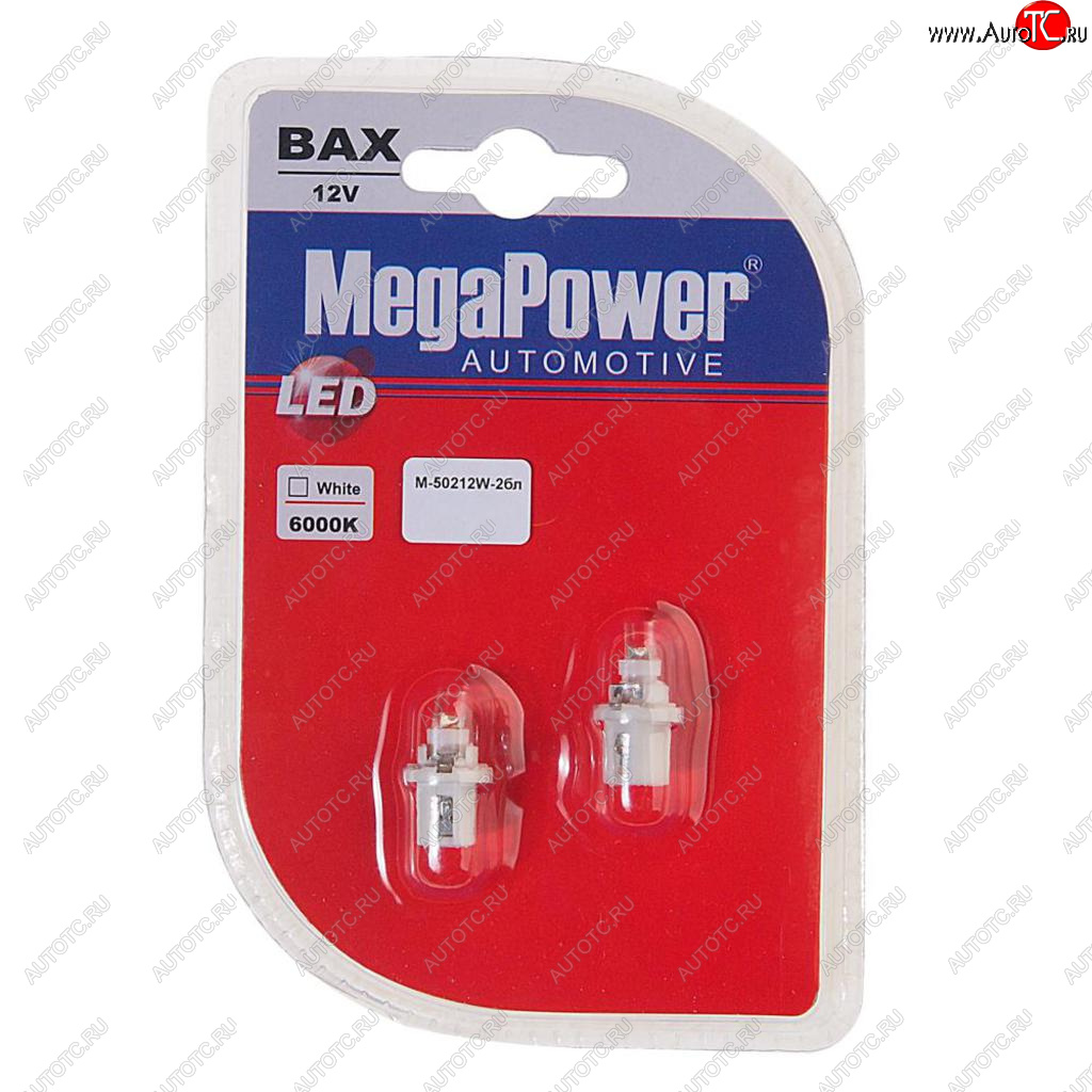 82 р. Лампа светодиодная 12V T5 W2x4.6d 6000K бесцокольная блистер (2шт.) MEGAPOWER MEGAPOWER-AUTOMOTIVE 50212w-2бл  с доставкой в г. Керчь