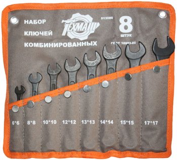 579 р. Набор ключей комбинированных 6-17мм 8 предметов в сумке ТЕХМАШ ТЕХМАШ 513080  с доставкой в г. Керчь. Увеличить фотографию 1