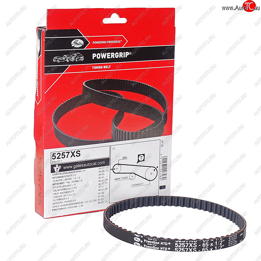1 199 р. Ремень ГРМ MITSUBISHI Colt,L200 (87-94) (2.22.4) HYUNDAI Sonata (90-98) (1.62.0) (65x12.7) GATES GATES 5257xs  с доставкой в г. Керчь