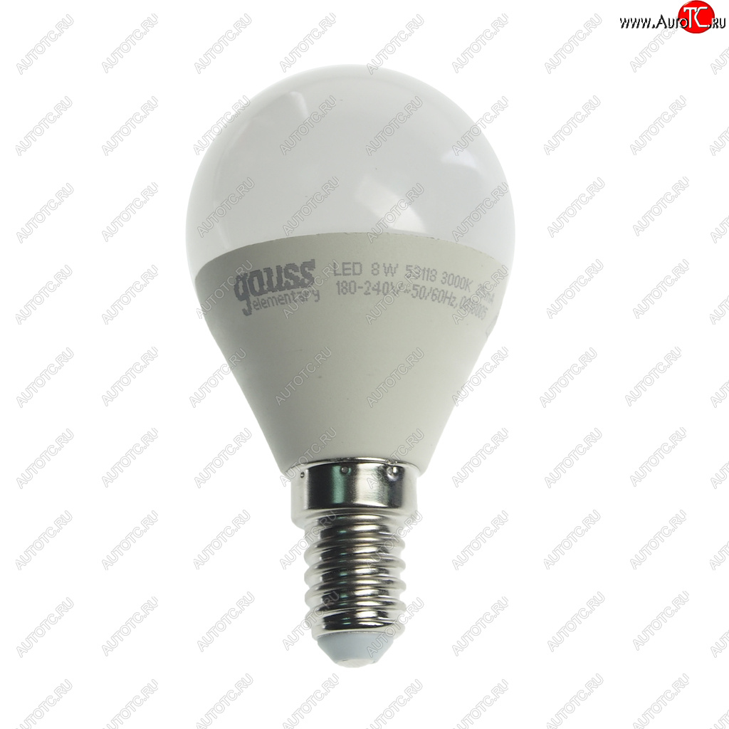 135 р. Лампа светодиодная E14 G45 8W (75W) 220V теплый GAUSS GAUSS 53118  с доставкой в г. Керчь