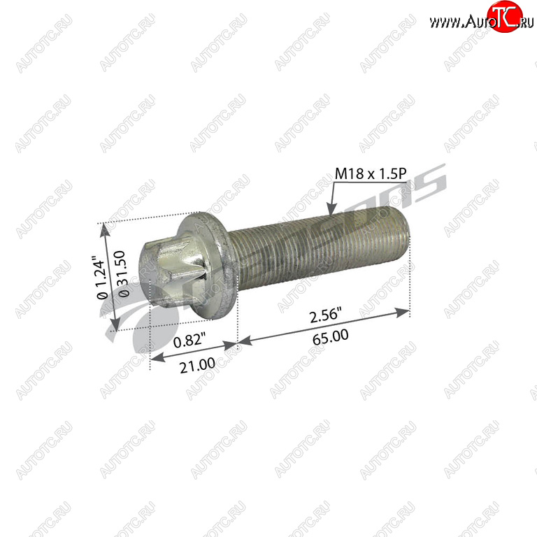 175 р. Болт SAF крепления диска тормозного (M18x1.5x65) MANSONS MANSONS 600.082  с доставкой в г. Керчь