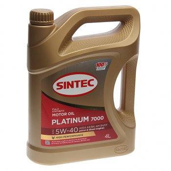 2 079 р. Масло моторное Platinum 7000 SNCFA3B4 5W40 синт.4л SINTEC SINTEC 600139  с доставкой в г. Керчь. Увеличить фотографию 1