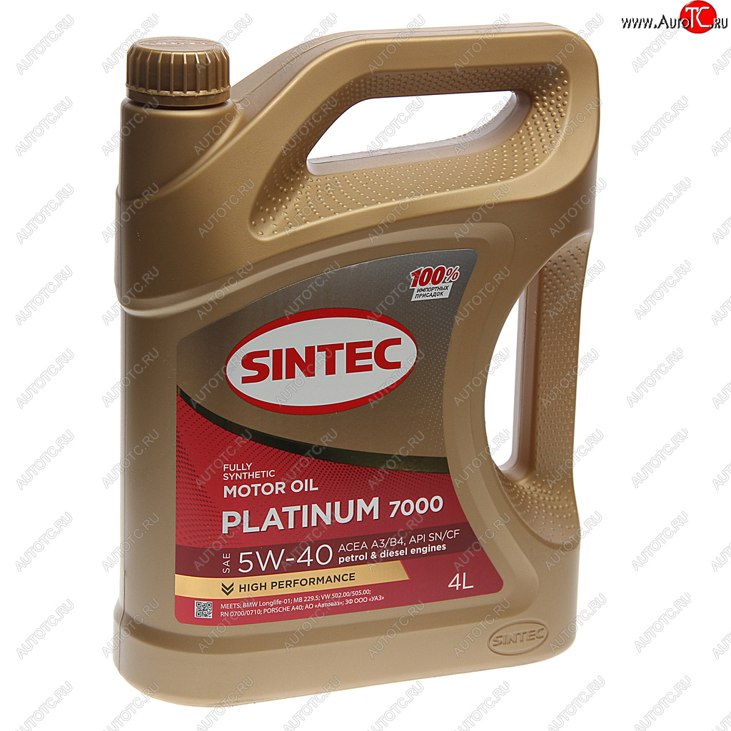 2 079 р. Масло моторное Platinum 7000 SNCFA3B4 5W40 синт.4л SINTEC SINTEC 600139  с доставкой в г. Керчь