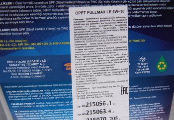 3 099 р. Масло моторное FULLMAX LE 5W30 синт.4л OPET OPET 601215063  с доставкой в г. Керчь. Увеличить фотографию 2