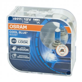 3 189 р. Лампа 12V H11 75W PGJ19-2 5500K бокс (2шт.) Cool Blue Boost OSRAM OSRAM 62211cbb-hcb  с доставкой в г. Керчь. Увеличить фотографию 1