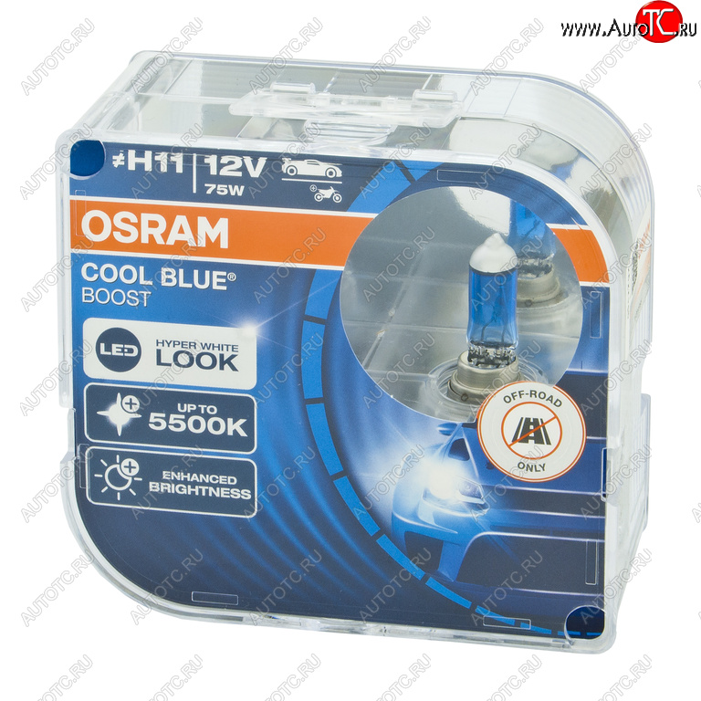 3 189 р. Лампа 12V H11 75W PGJ19-2 5500K бокс (2шт.) Cool Blue Boost OSRAM OSRAM 62211cbb-hcb  с доставкой в г. Керчь
