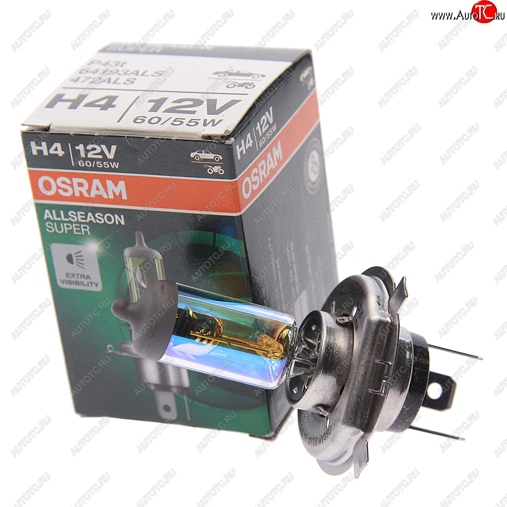 649 р. Лампа 12V H4 6055W P43t +30% желтая All Season OSRAM OSRAM 64193als  с доставкой в г. Керчь