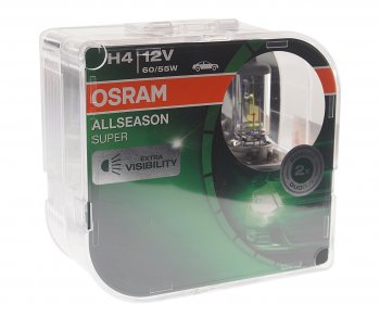 1 479 р. Лампа 12V H4 6055W P43t-38 +30% 3000K желтая бокс (2шт.) All Season Super OSRAM OSRAM 64193als-hcb  с доставкой в г. Керчь. Увеличить фотографию 1