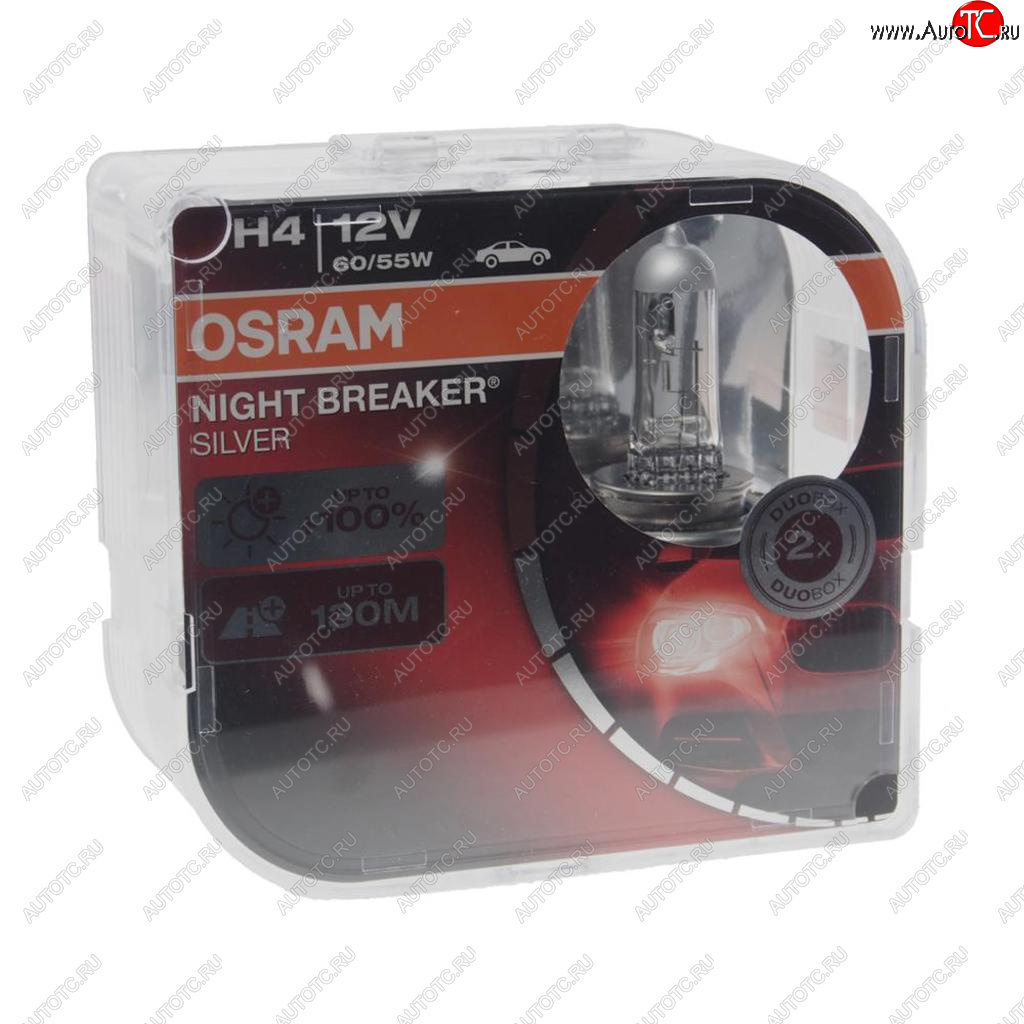 1 449 р. Лампа 12V H4 6055W P43t +100% бокс (2шт.) Night Breaker Silver OSRAM OSRAM 64193nbs2(euro)  с доставкой в г. Керчь