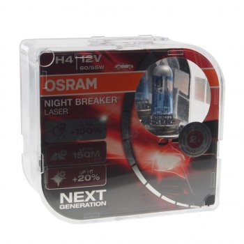 2 759 р. Лампа 12V H4 6055W P43t +150% 4050K бокс (2шт.) Night Breaker Laser OSRAM OSRAM 64193nl2-hcb (euro)  с доставкой в г. Керчь. Увеличить фотографию 1