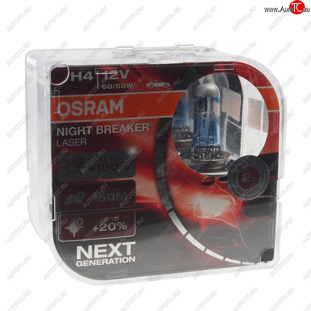 2 759 р. Лампа 12V H4 6055W P43t +150% 4050K бокс (2шт.) Night Breaker Laser OSRAM OSRAM 64193nl2-hcb (euro)  с доставкой в г. Керчь