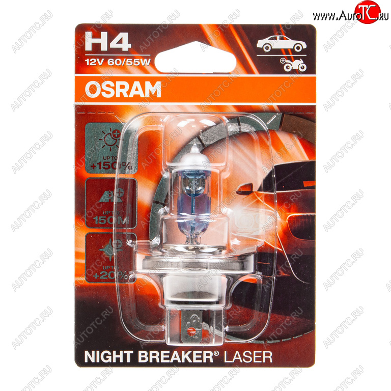 1 099 р. Лампа 12V H4 6055W P43t +150% 4050K блистер (1шт.) Night Breaker Laser OSRAM OSRAM 64193nlбл  с доставкой в г. Керчь