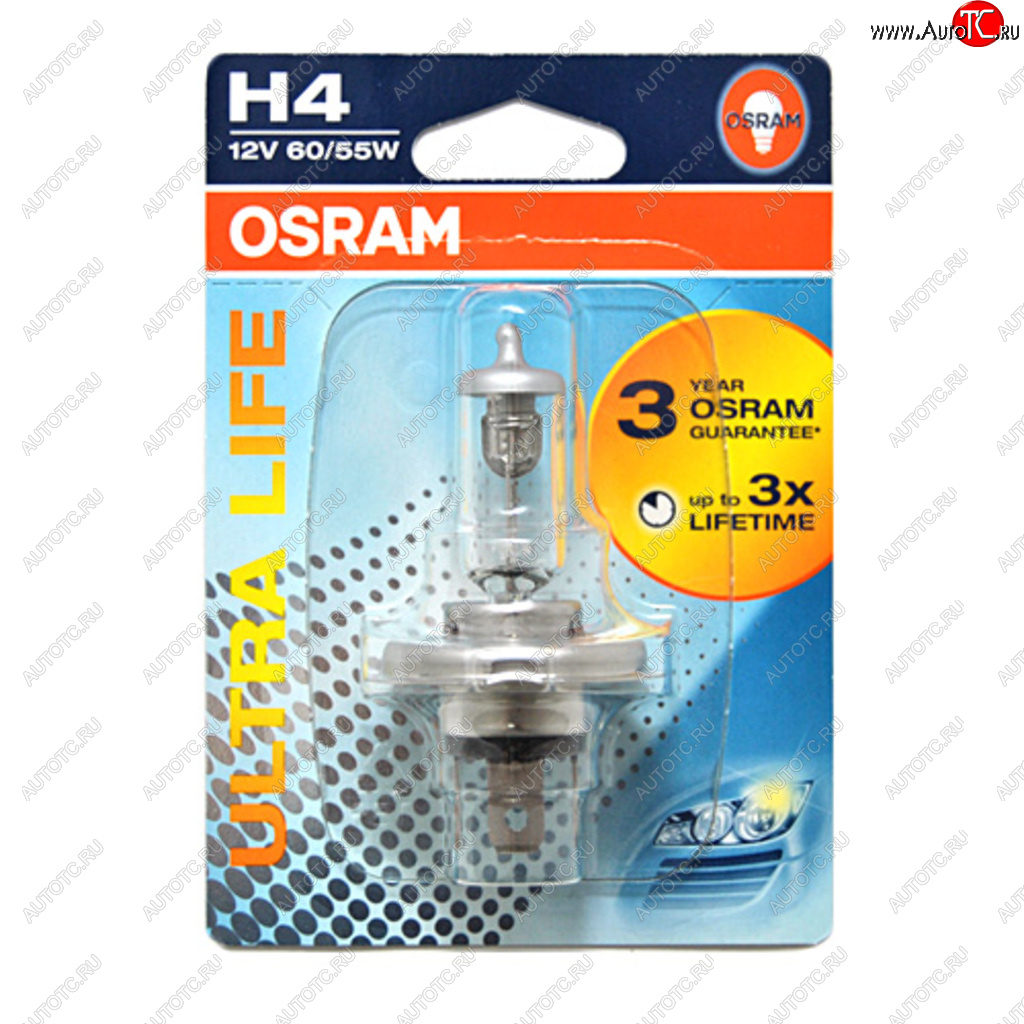539 р. Лампа 12V H4 6055W P43t-38 блистер (1шт.) Ultra Life OSRAM OSRAM 64193ult-01b  с доставкой в г. Керчь