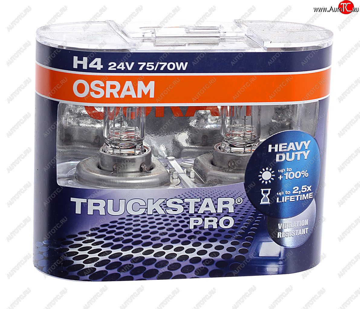 1 459 р. Лампа 24V H4 7570W P43t-38 +120% бокс (2шт.) Truck Star Pro OSRAM OSRAM 64196tsp-hcb  с доставкой в г. Керчь