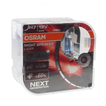 3 399 р. Лампа 12V H7 55W PX26d +150% 3750K бокс (2шт.) Night Breaker Laser OSRAM OSRAM 64210nl2(euro)  с доставкой в г. Керчь. Увеличить фотографию 1