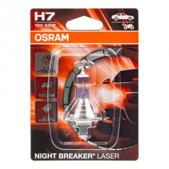 1 859 р. Лампа 12V H7 55W PX26d +150% 3750K блистер (1шт.) Night Breaker Laser OSRAM OSRAM 64210nlбл  с доставкой в г. Керчь. Увеличить фотографию 1