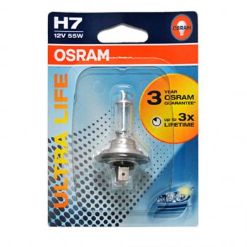 749 р. Лампа 12V H7 55W PX26d блистер (1шт.) Ultra Life OSRAM OSRAM 64210ult-01b  с доставкой в г. Керчь. Увеличить фотографию 1