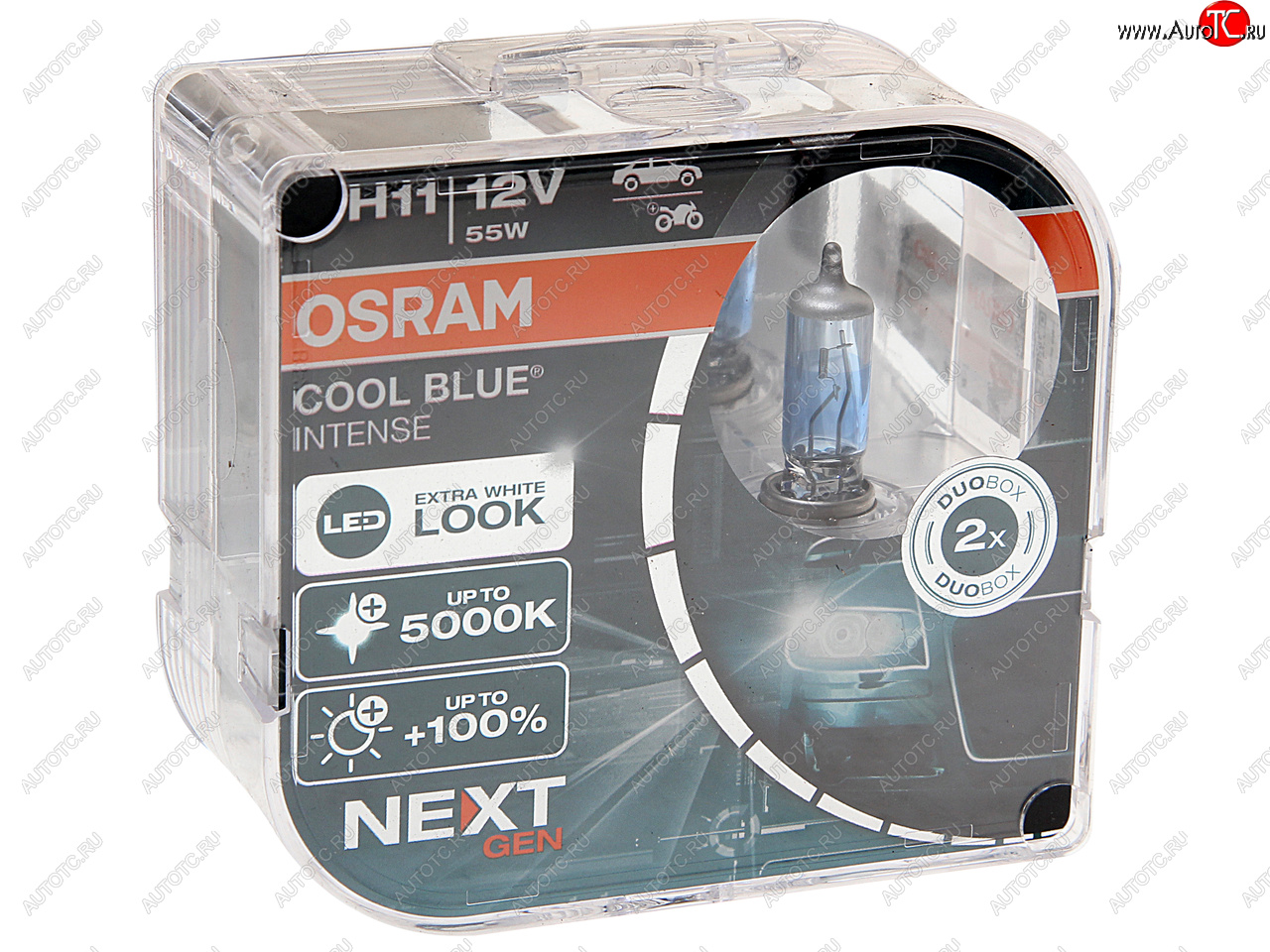 3 989 р. Лампа 12V H11 55W PGJ19-2 +100% 5000K евробокс (2шт.) Cool Blue Intense NextGen OSRAM OSRAM 64211cbn2(euro)  с доставкой в г. Керчь