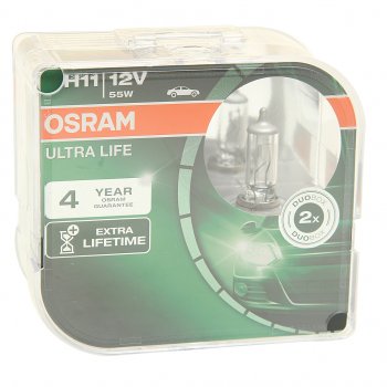 1 999 р. Лампа 12V H11 55W PGJ19-2 бокс (2шт.) Ultra Life OSRAM OSRAM 64211ult-hcb  с доставкой в г. Керчь. Увеличить фотографию 1