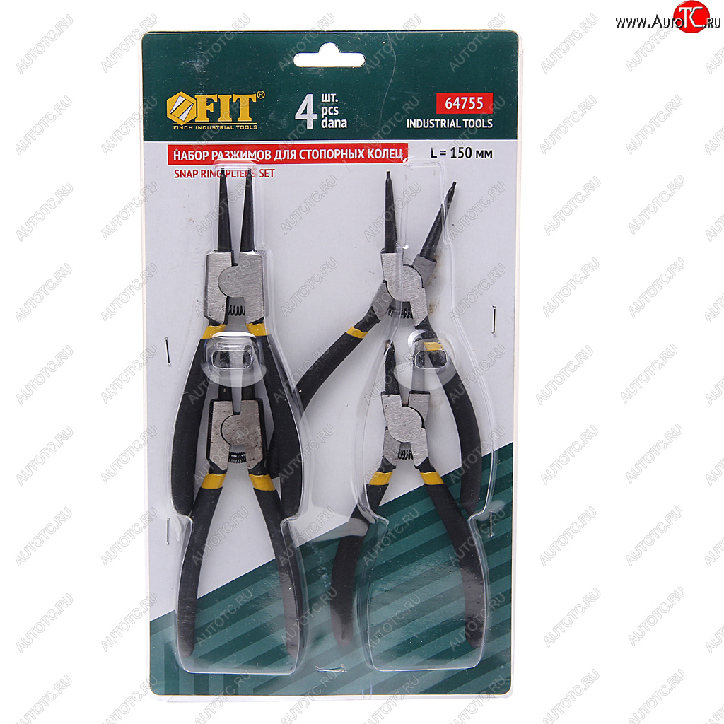 1 439 р. Съемник колец стопорных 150мм набор 4 предмета FIT FIT 64755 FIT 64755  с доставкой в г. Керчь