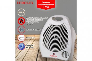 1 239 р. Тепловентилятор бытовой 2.00кВт (20кв.м) настольный белый EUROLUX EUROLUX 6728  с доставкой в г. Керчь. Увеличить фотографию 2
