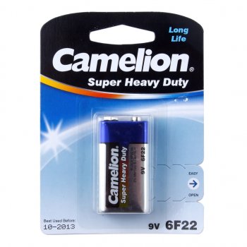 121 р. Батарейка KRONA 6F22 9V блистер 1шт. Saline CAMELION CAMELION 6f22-sp1g  с доставкой в г. Керчь. Увеличить фотографию 1