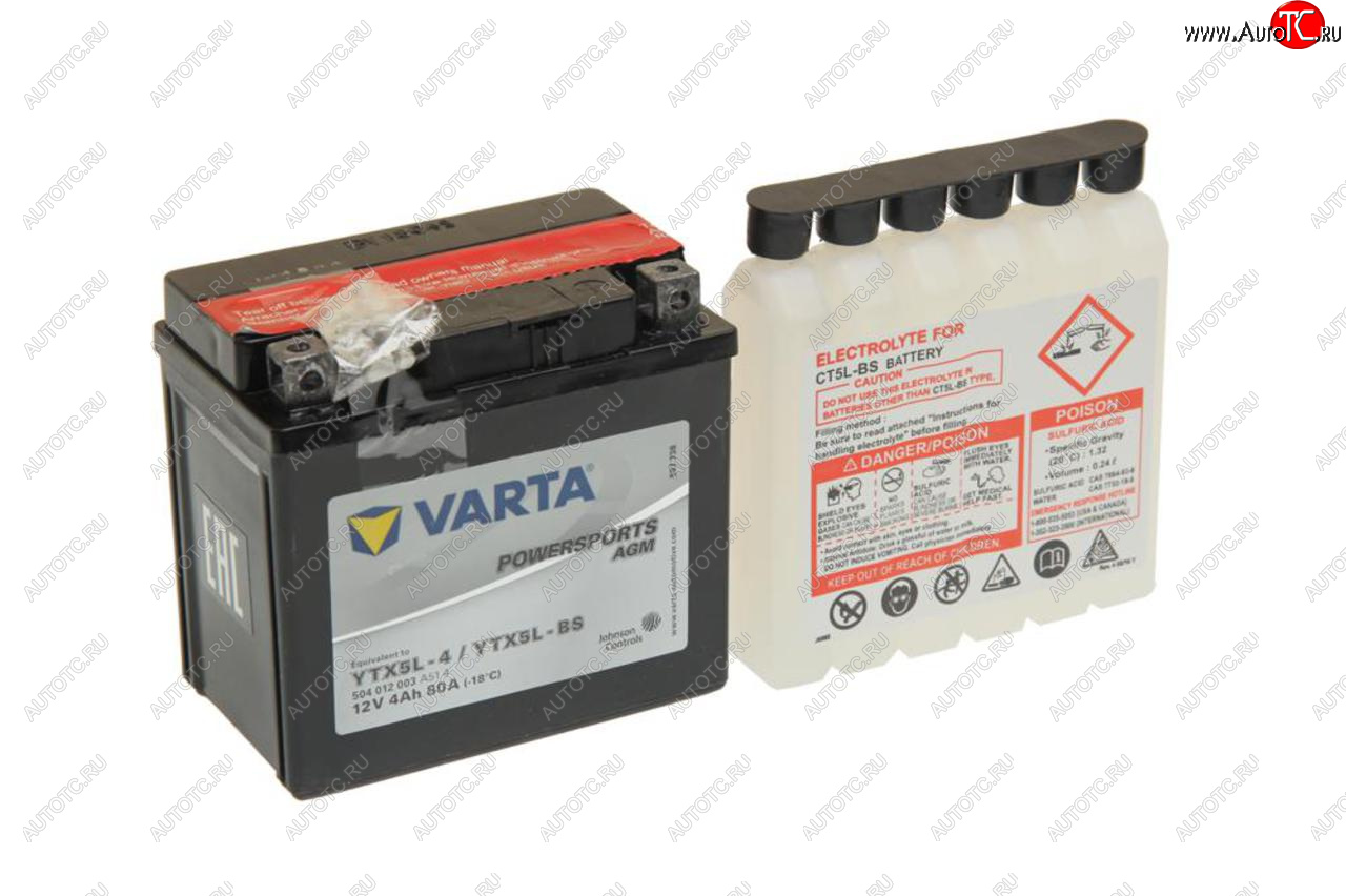 2 889 р. Аккумулятор VARTA MOTO AGM 4А/ч VARTA 6ст4 504 012 003 (ytx5l-4(bs)) VARTA 6ст4 504 012 003 (ytx5l-4(bs))  с доставкой в г. Керчь