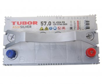 8 299 р. Аккумулятор TUBOR Asia Silver 57Ач обратная полярность TUBOR 6ст57(0) b24l  с доставкой в г. Керчь. Увеличить фотографию 2